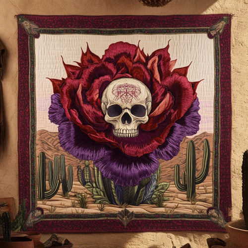 Desert Rose Skull Quilt Blanket