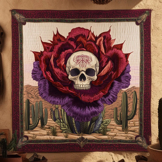 Desert Rose Skull Quilt Blanket