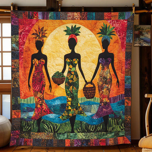 Desert Sun African Woman Quilt Blanket