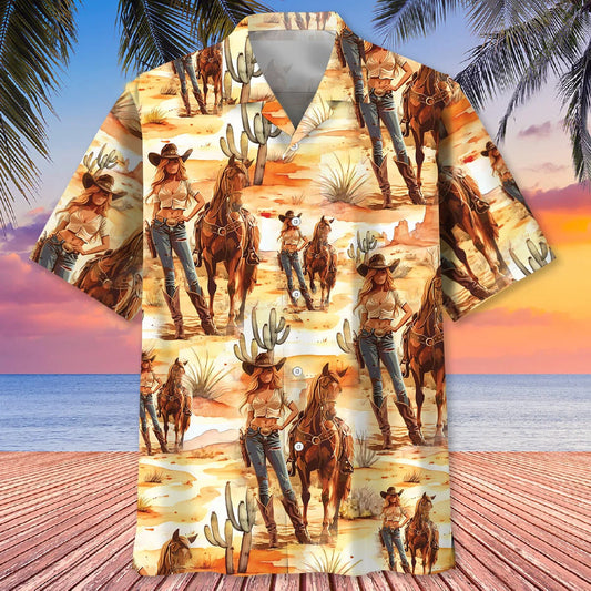 Desert Cowboy Cowgirl Hawaiian Shirt - S - hawaiian shirt