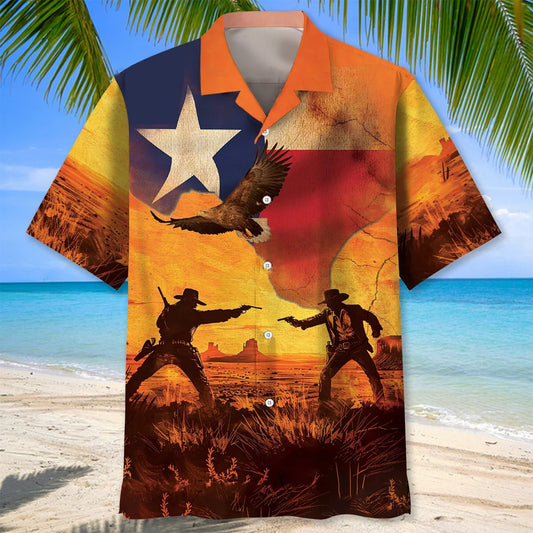 Desert Cowboy Duel Hawaiian Shirt - S - hawaiian shirt
