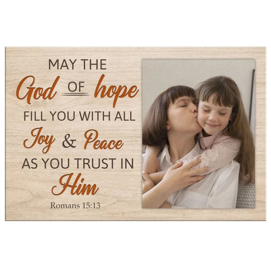 personalized may the god of hope fill you christian wall art canvas with custom photo (Landscape)
