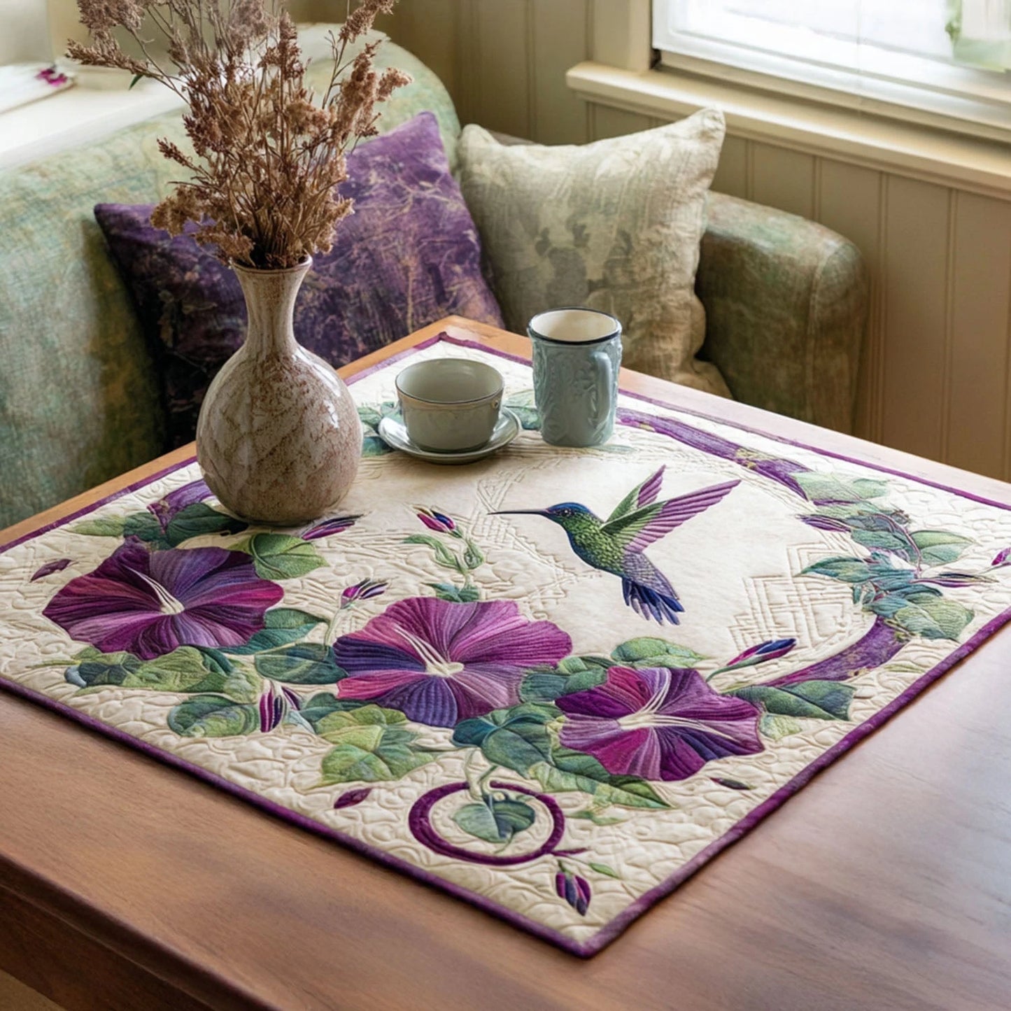 Dewdrop Wings Quilted Table Topper