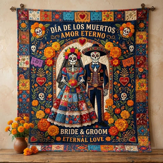Día De Los Muertos Eternal Love Wedding Quilt Blanket