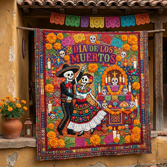 Día De Los Muertos Quilt Blanket