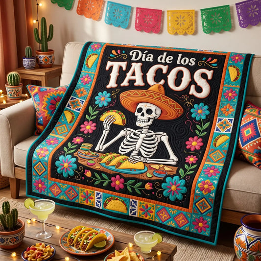 Dia De Los Tacos Quilt Blanket