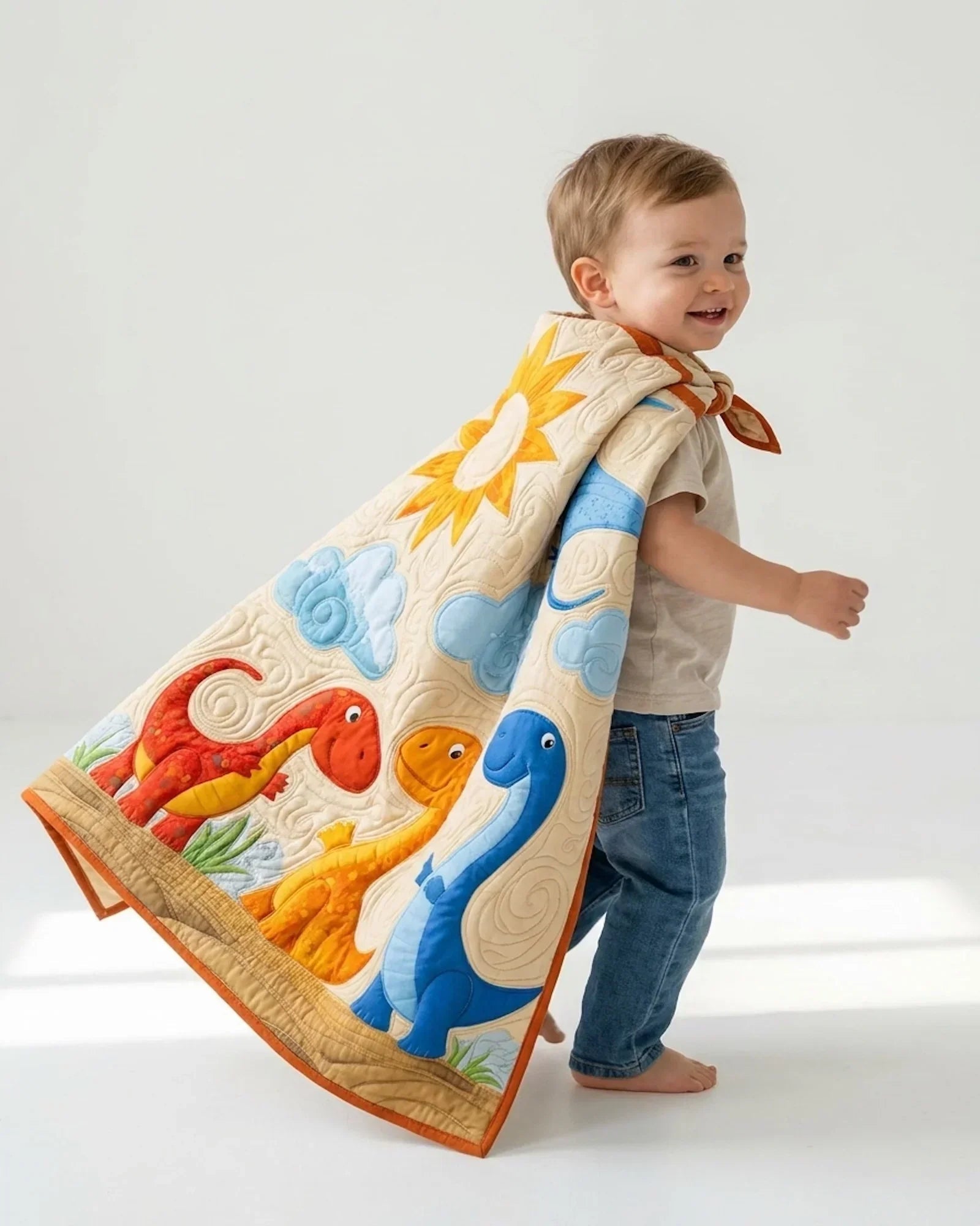 Dinosaur Friends Quilt Blanket - Quilted Blanket by OtterMia
