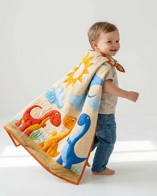 Dinosaur Friends Quilt Blanket - Quilted Blanket by OtterMia