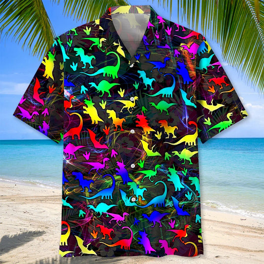 Dinosaur Color Hawaiian Shirt - S - hawaiian shirt