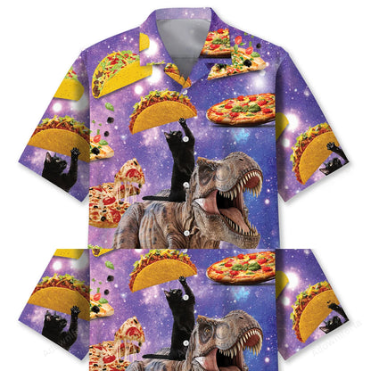 Dinosaur Pizza Cat Hawaiian Shirt