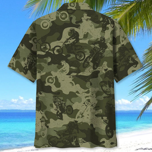 Dirt Bike Camouflage Hawaiian Shirt - S - hawaiian shirt