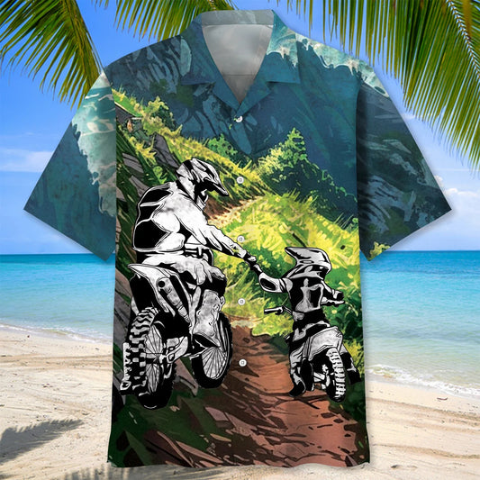 Dirt Bike Dad Son Hawaiian Shirt - S - hawaiian shirt