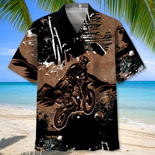 Dirt Bike Dark Mountain Hawaiian Shirt - S - hawaiian shirt