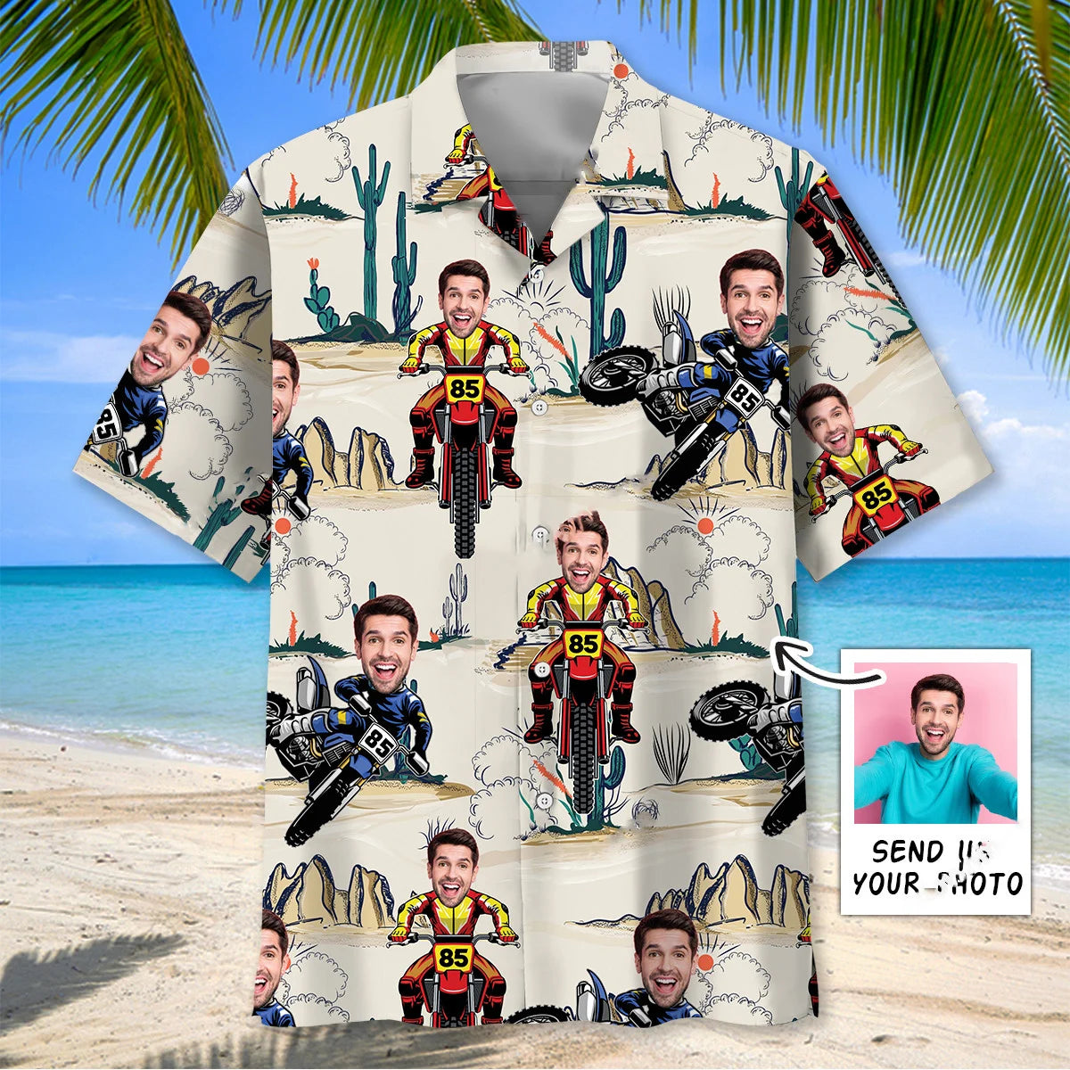 Dirt Bike Desert Custom Photo Hawaiian Shirt