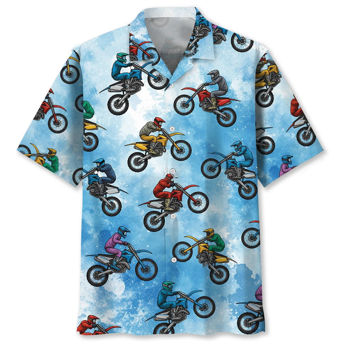 Dirt Bike Flying Blue Hawaiian Shirt