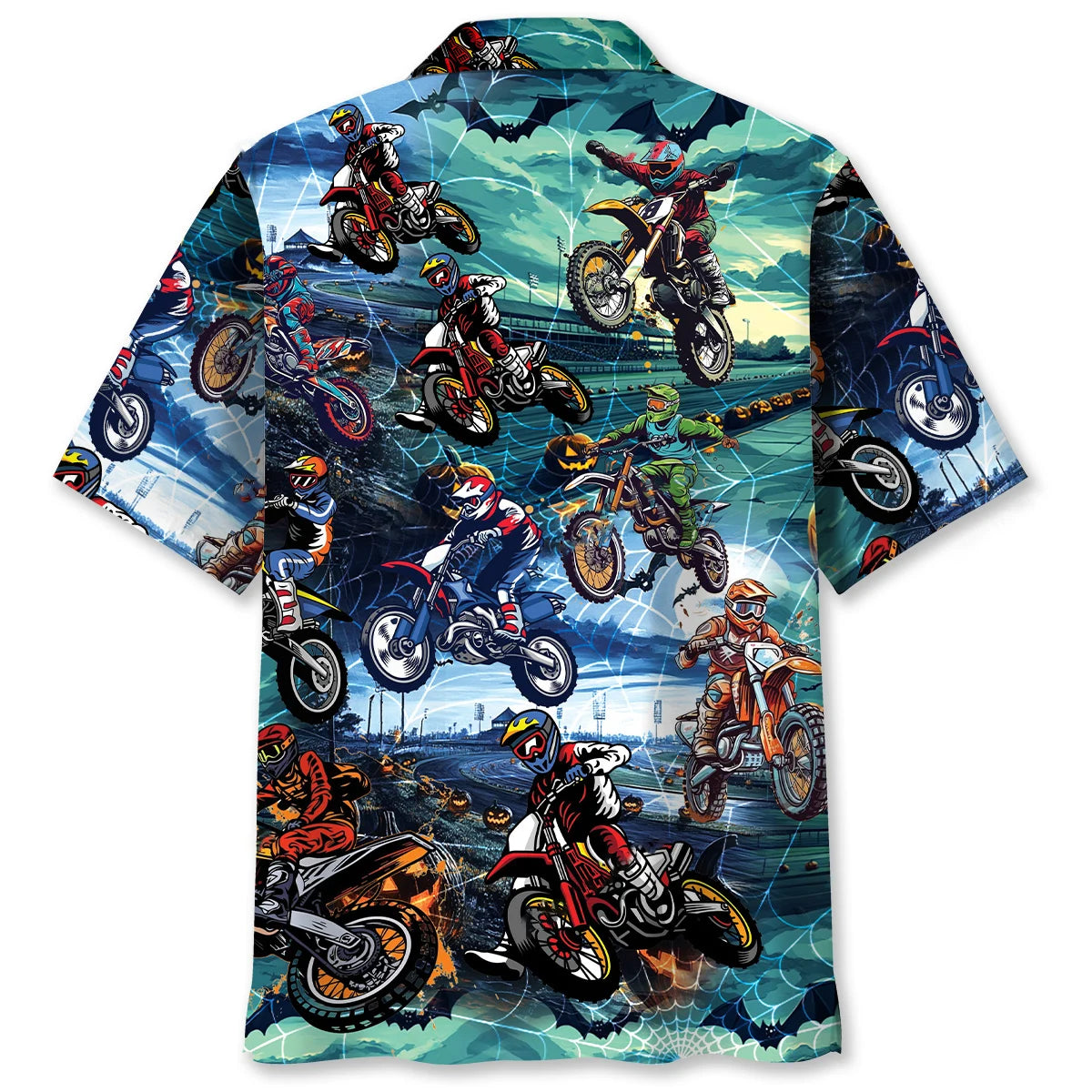 Dirt Bike Halloween Race Track Hawaiian Shirt