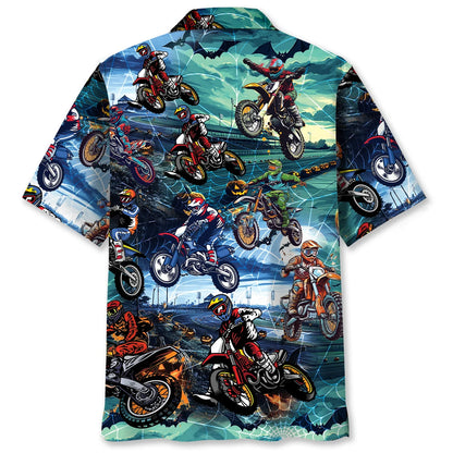 Dirt Bike Halloween Race Track Hawaiian Shirt