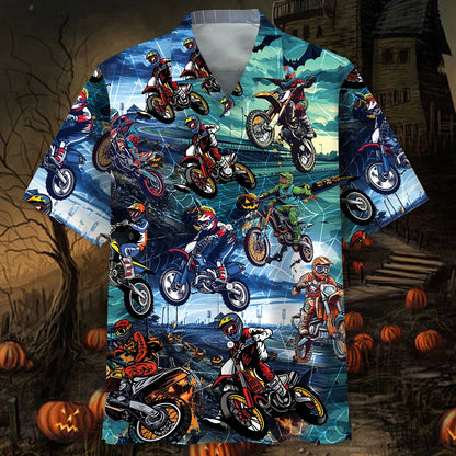Dirt Bike Halloween Race Track Hawaiian Shirt