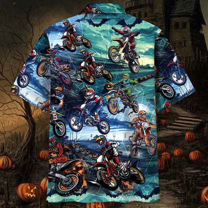 Dirt Bike Halloween Race Track Hawaiian Shirt