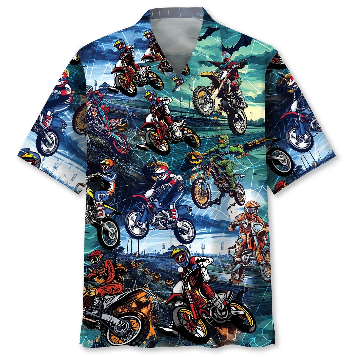 Dirt Bike Halloween Race Track Hawaiian Shirt