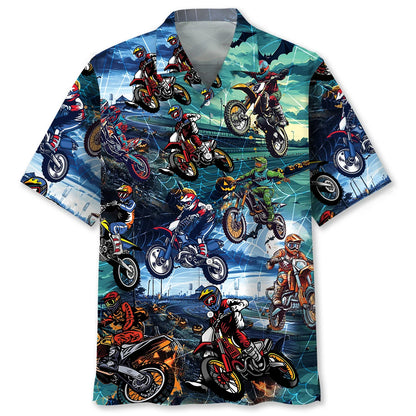 Dirt Bike Halloween Race Track Hawaiian Shirt