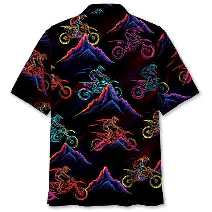 Dirt Bike Mountain Neon Hawaiian Shirt
