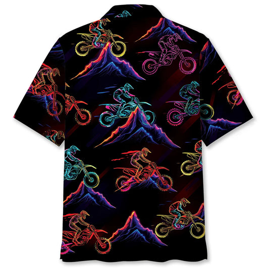 Dirt Bike Mountain Neon Hawaiian Shirt - S - hawaiian shirt