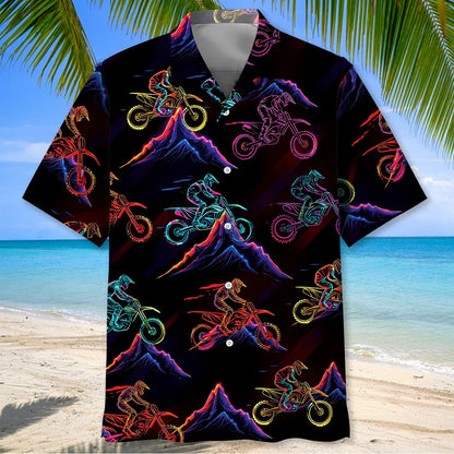 Dirt Bike Mountain Neon Hawaiian Shirt