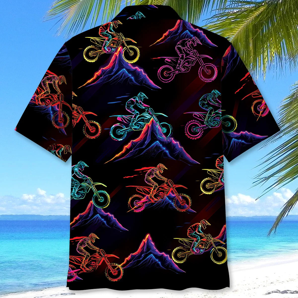 Dirt Bike Mountain Neon Hawaiian Shirt