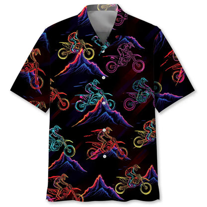 Dirt Bike Mountain Neon Hawaiian Shirt