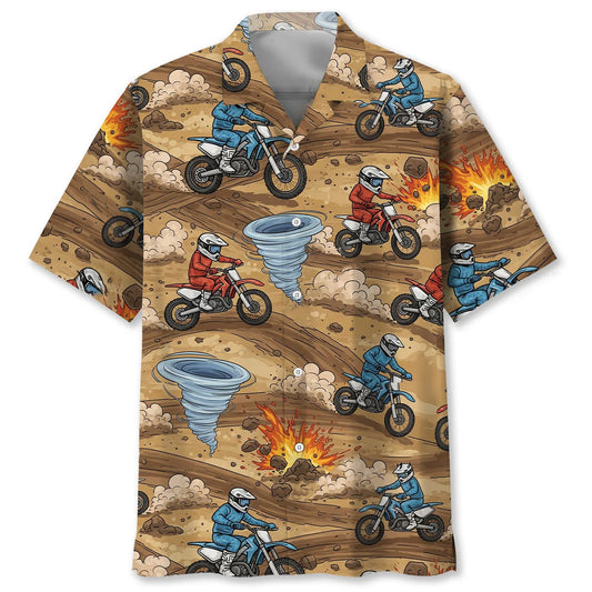 Dirt Bike Racing Tornado Hawaiian Shirt - S - hawaiian shirt