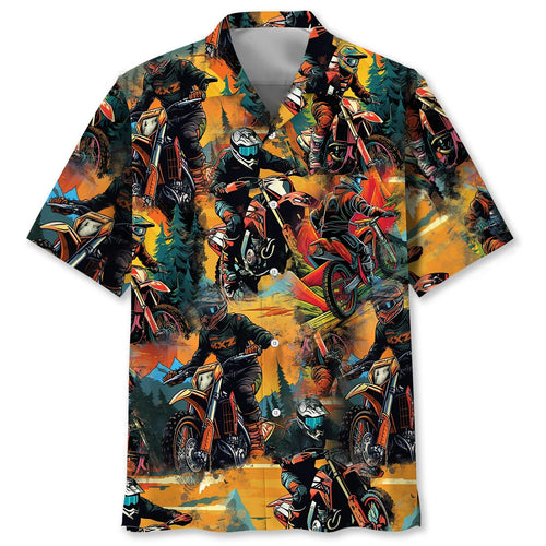Dirt Bike Racing Vintage Art Hawaiian Shirt