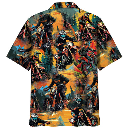 Dirt Bike Racing Vintage Art Hawaiian Shirt