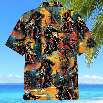 Dirt Bike Racing Vintage Art Hawaiian Shirt