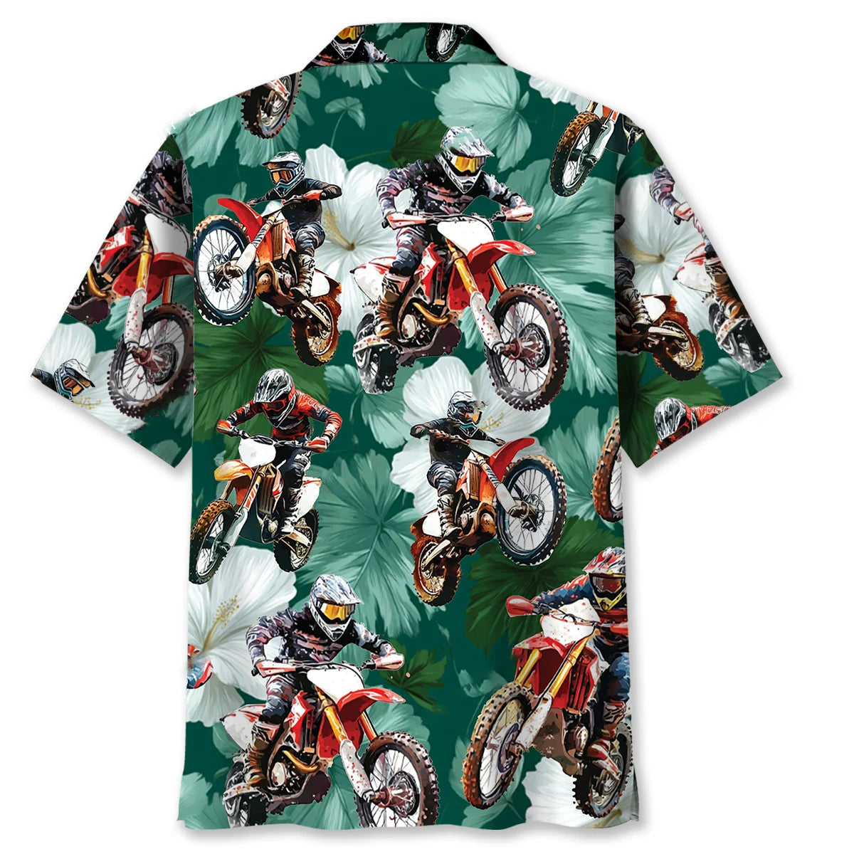 Dirt Bike Tropical Green Hawaiian Shirt