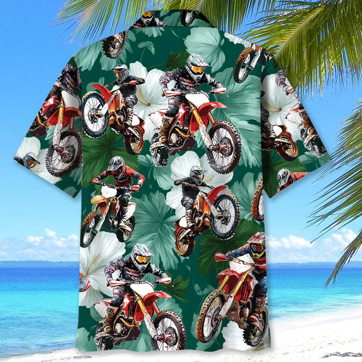Dirt Bike Tropical Green Hawaiian Shirt