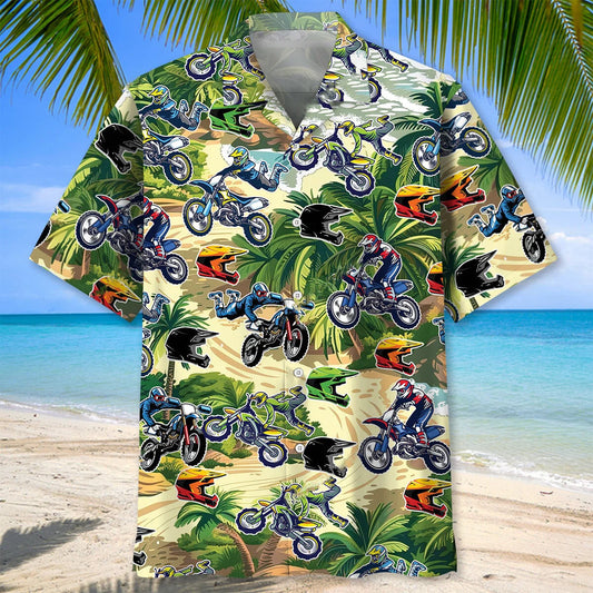 Dirt Bike Tropical Terrain Hawaiian Shirt - S - hawaiian shirt