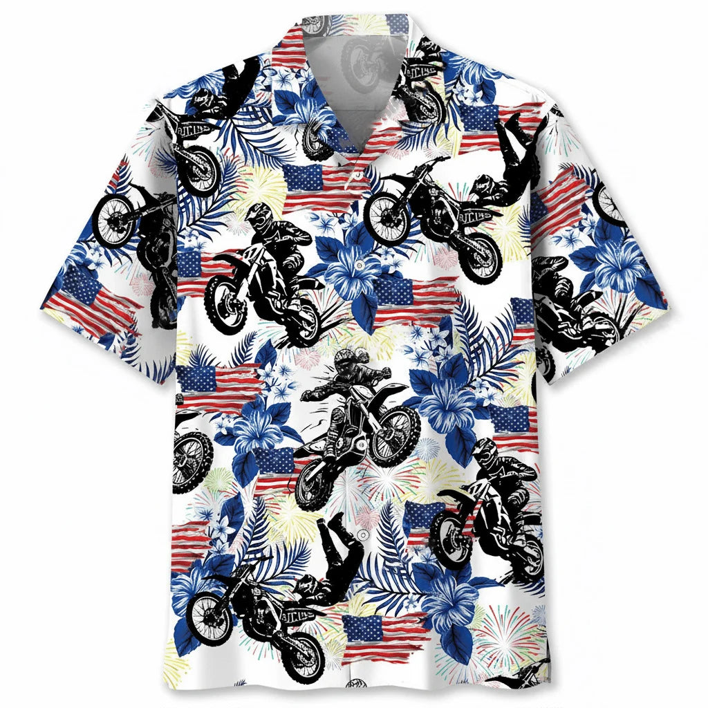 Dirt Bike Usa Hawaiian Shirt