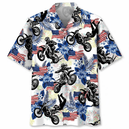 Dirt Bike Usa Hawaiian Shirt
