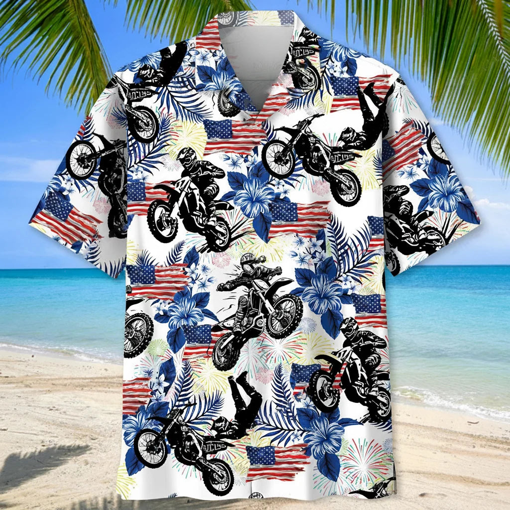 Dirt Bike Usa Hawaiian Shirt