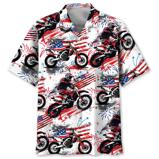 Dirt Bike Usa Proud Hawaiian Shirt - S - hawaiian shirt