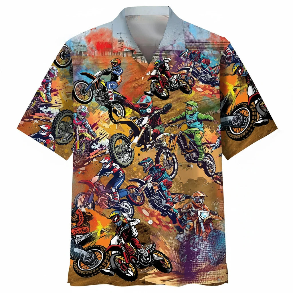 Dirt Bike Vintage Art Hawaiian Shirt