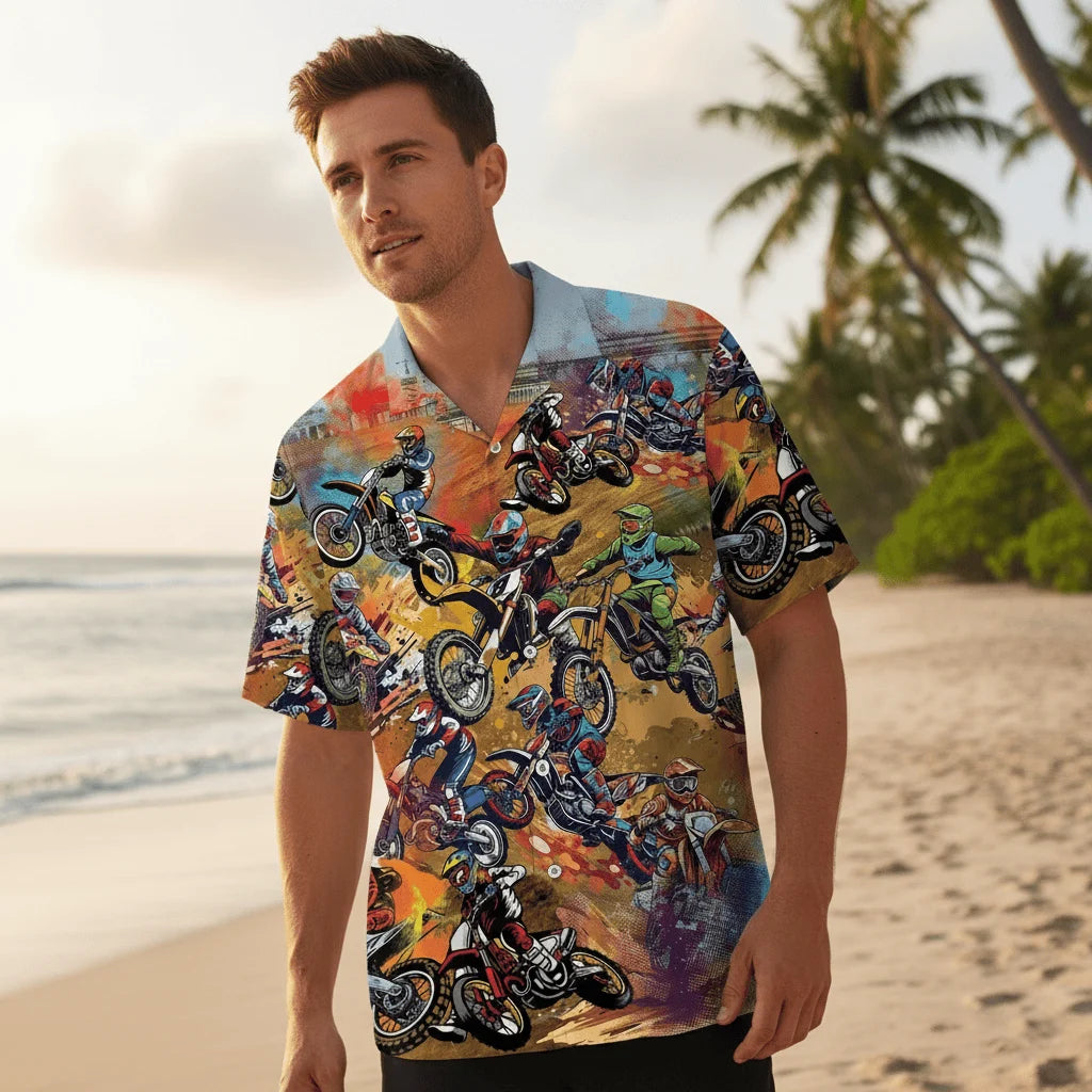 Dirt Bike Vintage Art Hawaiian Shirt