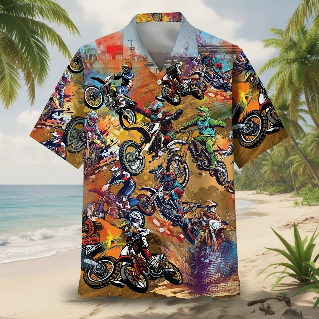 Dirt Bike Vintage Art Hawaiian Shirt