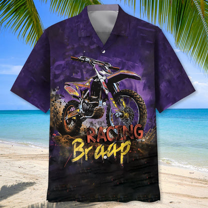 Dirtbike Braap Racing Purple Drawing Hawaiian Shirt