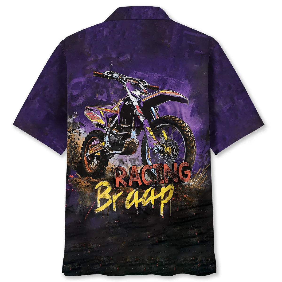 Dirtbike Braap Racing Purple Drawing Hawaiian Shirt