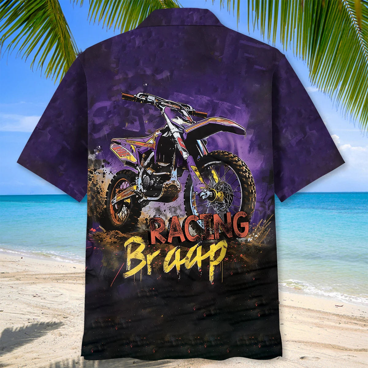 Dirtbike Braap Racing Purple Drawing Hawaiian Shirt