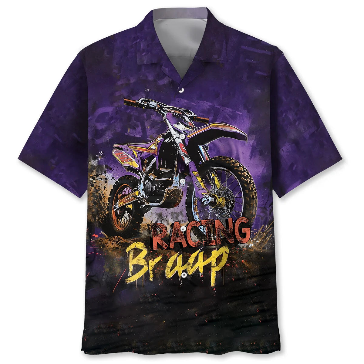 Dirtbike Braap Racing Purple Drawing Hawaiian Shirt