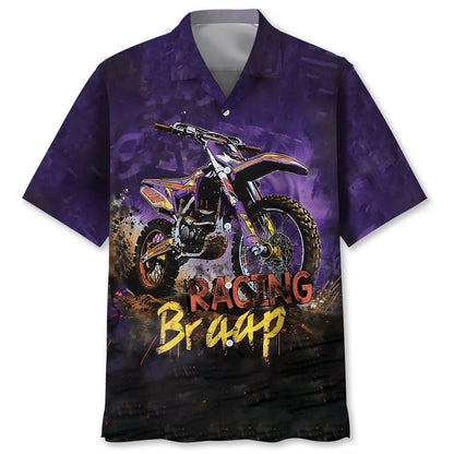 Dirtbike Braap Racing Purple Drawing Hawaiian Shirt