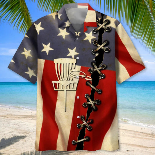 Disc Golf America Flag Hawaiian Shirt - S - hawaiian shirt